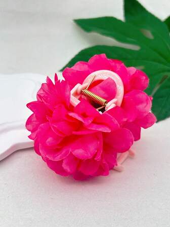 1 Pc Women Magenta, Red, Beige, Pink Hydrangea Hair Claw Clip, Hair Accessories, Claw Clips, Hair Jaw Clip, Hair Clutch, Beach Accessories Fall Winter Flower Hair Clip For Vacation Outfits Woman