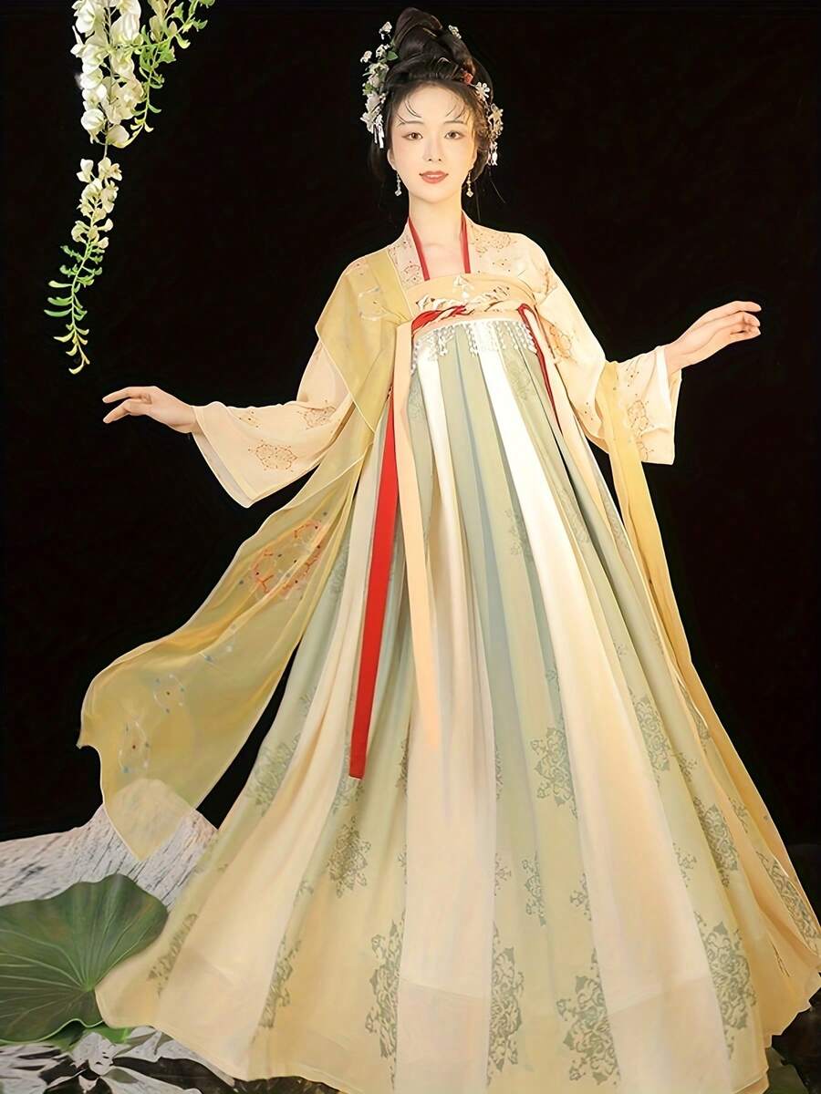 漢服 女性用 胸丈スカート 古風 中国 春夏 刺繍入り ロングドレス 日常 コスプレやステージ 写真に適しています