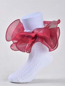 1/6 Pairs Toddler Girls Ruffle Trim Fashion Style Socks - Multicolor - View 9