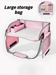 1pc Multifunctional Car Tray Baby/Child Seat Learning Entertainment Table Main Passenger Seat Back Storage Lightweight And Easy To Carry Equipped With Cup Holder To Prevent Items From Sliding Removable Storage Bag To Increase Storage - Pink - View 7