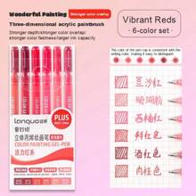 6 Colors Languo Feutre Acrylique Paint Markers Pens Stationery Acrylic Gel Pen 1.0mm For Rock Ceramic Glass Wood Drawing Writing Art School Supplies