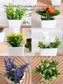 6pcs Mini Artificial Succulent Plants With White Pots, Suitable For Office Desk, Window Sill, Bookshelf Decor, Green Plant For Mother's Day, Party Tabletop, Graduation Season, Multifunctional Artificial Decor,Garden Decor,Outdoor Plant,Gardening,Fake Flowers