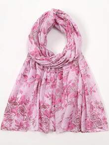 1pc Polyester Casual Flower Print Scarf - Multicolor - View 4