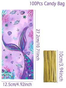 25/50/100Pcs Mermaid Theme Candy Bag,Candy Gift Bag,Jewelry Storage Bag,Gift Bag, Mermaid Party Favor Bag,Jewelry Bag,Treat Bag,Snack Food Bag,Chocolate Biscuit Baking Bag,Candy Wrapping Bag,Packaging Bag - Mermaid - View 9