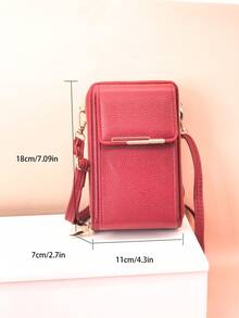MINGYOU Women's PU Leather Crossbody Bag, Fashion & Young, Multi-Zipper, Multi-Functional Large Capacity Phone Wallet - Red - View 9