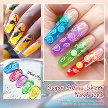 S. S FOCEN 6pcs/Set Sugar Glass Sheer Nail Gel Set Bright Green Yellow Red Purple Transparent Color Gel Polish Soak Off UV/LED For Nail Art Manicure Nails - Multicolor - View 8