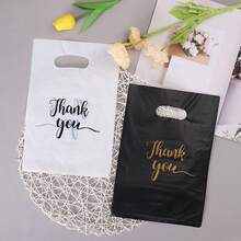 20pcs 20x15cm Plastic "Thank You" Gifts Bag Reusable Hand-Held Packaging Bag Practical Tote Bag Party Small Gift Storage Bag - Multicolor - View 4
