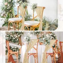 1pc/5pcs/10pcs/20pcs (275*40cm) Chiffon Fabric Chair Sash, Wedding Aisle Chair Bow Design, Universal Chair Cover Sash Suitable For Wedding Reception Party Hotel Event Decoration (Sage Green)