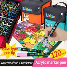 1pc Acrylic Marker Pen, 120/100/80/60/48/36/24/12 Colors, Valve Tip, Waterproof Layerable Colored Pens, Fade-Resistant, Non-Bleeding, Suitable For Sketching, Art Students, DIY Drawing And Coloring Back To School