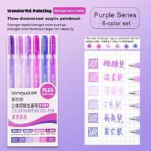 6 Colors Languo Feutre Acrylique Paint Markers Pens Stationery Acrylic Gel Pen 1.0mm For Rock Ceramic Glass Wood Drawing Writing Art School Supplies