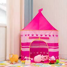 Casa de Campaña Infantil Tipo Castillo - Tienda de Juegos Plegable, Transpirable y Portátil para Niños y Niñas - Regalo Perfecto para el Día del Niño (Rosa y Azul) - Azul - Ver 4