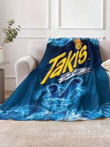 1件经典蓝色零食包装图案方形毛绒毯，薯片、辣味玉米片图案，柔软轻盈，四季皆宜，适用于客厅、沙发、躺椅、卧室、旅行、露营，也是一份贴心的礼物。 - 彩色 - 查看 7