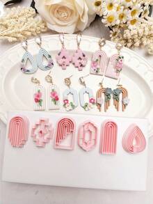 Unique Asymmetrical Texture Design Polymer Clay Cutters, 3D High-Precision Polymer Clay Molds For DIY Earrings Jewelry Making, Polymer Clay Earring Craft Tools, Art Supplies, Craft Supplies, No Power Supply Needed