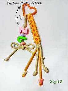 [Custom] 1pc Multicolor Braided Cord, Customized Acrylic Letter Beaded Keychain, Heart-Shaped Keychain, Name Tag Bag Charm, Water Bottle Hanger, Back To School Gift, Holiday Gift