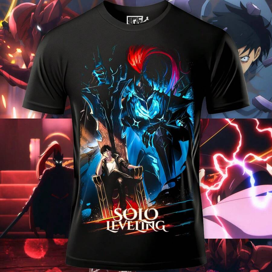 Playera Unisex con Estampado de anime Solo Leveling Ying Woo Igris  | Diseño Urbano y Comodo | Streetwear, Festivales y Uso Diario | Algodón Peinado y Corte Holgado  | Ideal para Outfits Casuales, Fiestas o Regalos | Hombre y mujer - Negro - Ver 1