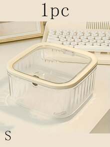 Caixa organizadora de plástico transparente e impermeável com tampa, sensível à pressão, para mesa, ideal para guardar joias e acessórios de cabelo, incluindo acessórios como tiaras, sombras, batons, presilhas e cotonetes. Perfeita também para guardar sabão em pó, folhas para secadora, acessórios de cabelo e joias. Ideal para lavanderia, dispensador de roupas, organizador de acessórios de cabelo e outras ocasiões. Ótima opção de presente para o Dia das Mães e Dia dos Namorados. - Multicolorido - Ver 12
