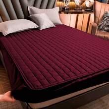 Waterproof Quilted Mattress Cover With Elastic - Burgundy - View 3