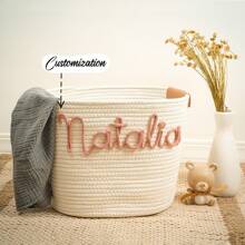 1 pezzo Cestino di immagazzinaggio personalizzato e personalizzato in stile bohémien intrecciato, cesto portabiancheria fatto a mano in corda, organizer per giocattoli e oggetti vari per soggiorno, bagno, cucina, multifunzionale, ornamentale, riutilizzabile, traspirante, raffinato, alla moda, di alta qualità, colorato, moderno, confortevole, morbido, personalizzato, unico, idea regalo ideale per lui, idea regalo ideale per lei, ragazzo, papà, ragazza, mamma, famiglia, amici, tea room, casa, giardino, ufficio, per anniversari, per San Valentino, per la Festa della Mamma, per compleanni, per la Festa del Papà, per la laurea, per matrimoni, per l'inaugurazione della casa, per rinfrescare la casa