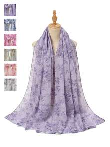 1pc Polyester Casual Flower Print Scarf - Multicolor - View 1