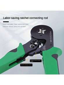 1 件自动调节棘轮压接工具，压接连接器和端子，4 爪 AWG23-7 锯齿压接范围 0.25-10mm²，6 爪 AWG24-10 锯齿压接范围 0.25-6mm²，适用于家庭安装、机械维修、接线维护，也称为连接器钳、电线压接工具、端子压接器、欧式压接钳