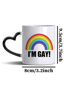 1 pièce Mug à café en céramique "Je suis Gay" arc-en-ciel sensible à la chaleur - Tasse de farce originale pour la communauté LGBTQ, cadeau drôle et unique pour les hommes, petit ami, meilleurs amis. Aucune électricité nécessaire, idéal pour Noël, la Saint-Valentin, les anniversaires