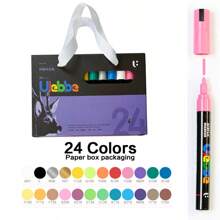 1pc Acrylic Marker Pen, 120/100/80/60/48/36/24/12 Colors, Valve Tip, Waterproof Layerable Colored Pens, Fade-Resistant, Non-Bleeding, Suitable For Sketching, Art Students, DIY Drawing And Coloring Back To School