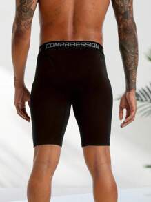 3pcs Men's Plus Size Athletic Shorts, High Stretch Suitable For Running, Swimming, Cycling, Sports Compression Bermuda