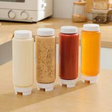 1 Peça Frasco Invertido de Espremedor - Recarregável, Dispensador de Bico Grande, Adequado para Molhos, Ketchup, Creme de Leite Azedo e Xarope - Vedação Automática, Recipiente de Temperos Livre de PVC, Adequado para Uso em Cozinhas e Restaurantes