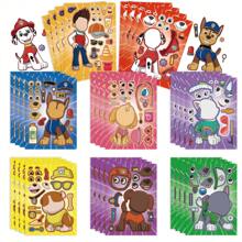 Paw Patrol 8 hojas de pegatinas de Patrulla Canina con el personaje Ryder, kit para hacer caras divertidas con el personaje Chase, juego de rompecabezas de pegatinas DIY, regalo de cumpleaños