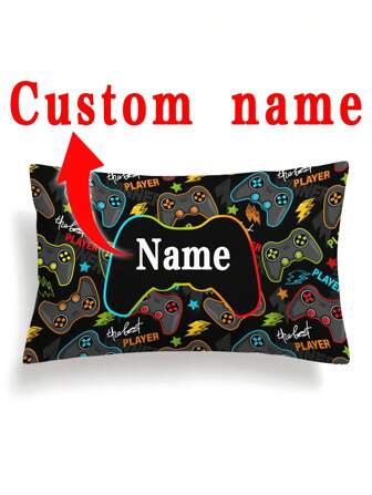 One Piece Of Single-Sided Printed Game Machine Pattern Custom Text Pillowcase, Flannel Printed Square Waist Pillowcase, Suitable For Birthdays, Valentine's Day, Couples, Travel, Thanksgiving, Christmas, New Year, Halloween, Pets, Anniversaries And Other Occasions, Universal Home Decoration Waist Pillowcase For All Seasons,Christmas Gift Supplies