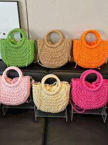 Bohemian Woven Handbag, Fashionable Women's Shoulder Bag, High-Quality Multifunctional Shopping Tote, Suitable For Travel And Vacation, Earthy Tone For Autumn Outfits, Accessory For Casual Daily Use, Fashion Summer Vacation Bag, Beach Essentials Women Bags For Vacation & Holiday, Vacation Essentials, Perfect For Summer, Vacation & Beach