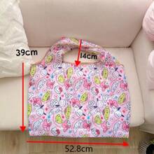 Sanrio 1pc Hello Kitty Large Foldable Bag, Convenient To Carry Large Capacity Supermarket Shopping Bag, Oxford Cloth Tank Top Storage Bag