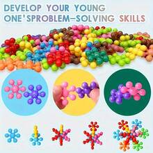 200pcs 3D Plum Flower Building Blocks Set, STEM Educational Polyethylene Interlocking Bricks, Creative Shapes For Boys & Girls, Ideal Desktop Toy Gift - Multicolor - View 2