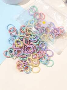 100 Children's Basic Colorful Small Hair Rings Suitable For Girls' Hair Rings Mother's Day Casual Daily Decoration - Multicolor - View 4