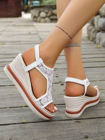 2025 Summer New Fashion Mesh Platform Wedge Sandals, Waterproof Thick Sole High Heel, Casual Style Platfrom Wedges