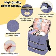 Nail Tech Bag, Nail Polish Organizer Hold 90 Bottles (15ml/0.5fl.Oz)& Nail Lamp, Three Layer Nail Supplies Organizer Case With Holder& Shoulder Strap,Travel Nail Tech Carrying Case, Nail Kit Bag For Nail Stuff & Manicure Tools, Gift For Mother's Day To Ladiestravel Essentials Vacation Summer Holiday Back To School School Stuff Bag For School Travel Bag For Women Makeup Bag For Travel - Multicolor - View 5