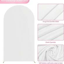 1 套 7.2 英尺（约 1.8 米）婚礼拱门背景架，拱形金属拱门背景架，带加厚牛奶丝弹力拉链拱门盖，适用于婚礼仪式、生日派对、新娘送礼会、母亲节、毕业照相亭、花园花卉气球拱门装饰（多种尺寸可选）