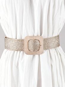 1pc Wide Interwoven Smooth Buckle Waist Belt, Minimalist & Practical Multifunctional - Belt - View 8