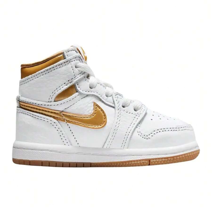 Toddler's Jordan 1 Retro High OG White/Metallic Gold (FD2598 107) - White - View 1