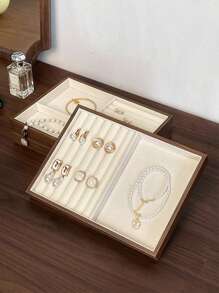 1 Stück Schmuckorganisator Tablett in Walnussholzfarbe, Halter für Halsketten, Ringe und Schmuck, Geschenkbox für Mädchen, Aufbewahrungsbox, Reisegeschenk