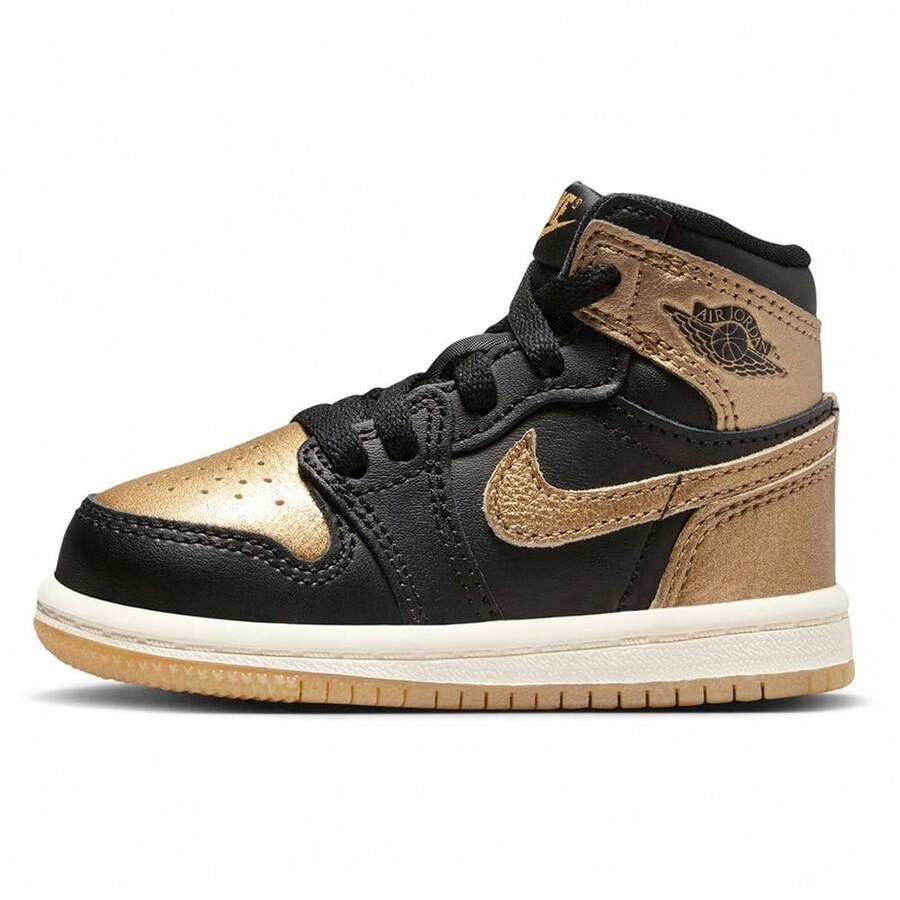 Toddler's Jordan 1 Retro High OG Black/Metallic Gold-Sail (FD1413 071) - 黑色 - 查看 1