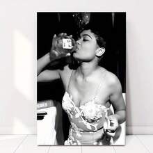 Framed Canvas Posters  Eartha Kitt 'Drinking Honey' Vintage Music Poster - Black & White Retro Canvas Wall Art, Modern Minimalist Decor For Bedroom, Living Room, Or Hallway, Preppy Room Decor For Valentine's Day, Easter, Father's Day, New Year's Day, Thanksgiving Day And Christmas Day - Framed - View 1