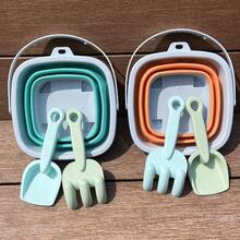 儿童沙滩玩具套装 - 多功能可折叠桶、铲子、户外玩具、沙雪玩乐工具、便携式、促进亲子乐趣、男孩和女孩节日派对的完美礼物、沙滩用品、儿童娱乐、派对礼物、万圣节、圣诞节、感恩节 - 彩色 - 查看 2