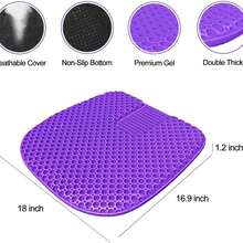Large Gel Seat Cushion For Long Sitting (Super Large & Thick),Soft & Breathable,Gel Cushion For Wheelchair,Office Chair,Car,Chair Cushion For Hip Pain (Violet)