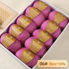 500g 精细 212 美利奴羊毛和羊驼毛线，手工编织 DIY 材料，适用于男女秋冬季毛衣、围巾、帽子和保暖服装。1 个大包装，10 个球/包 - 彩色 - 查看 14