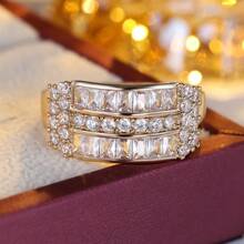 1pc Women's Elegant Fashionable Sparkling Zirconia Ring, Party Jewelry, Holiday Gift