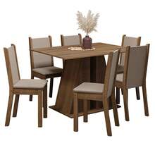 Madesa Wendy Dining Set With Table And 6 Chairs In Brown And White - Brown and Beige - View 2