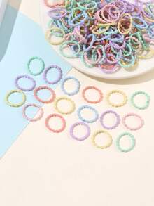 100 Children's Basic Colorful Small Hair Rings Suitable For Girls' Hair Rings Mother's Day Casual Daily Decoration - Multicolor - View 1