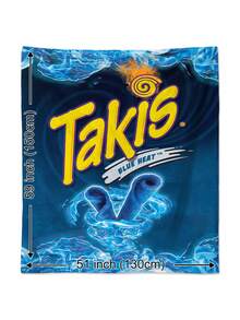 1件经典蓝色零食包装图案方形毛绒毯，薯片、辣味玉米片图案，柔软轻盈，四季皆宜，适用于客厅、沙发、躺椅、卧室、旅行、露营，也是一份贴心的礼物。 - 彩色 - 查看 9