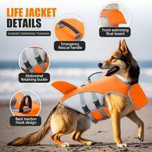 Chalecos salvavidas de alta luminosidad para mascotas, chalecos de natación para perros con manijas anti asfixia y de remolque, adecuados para ropa de flotabilidad para perros medianos y grandes, la mejor opción para playas al aire libre en verano - Multicolor - Ver 2